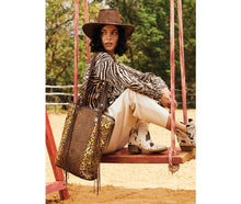 Load image into Gallery viewer, Myra Bag - Golden Studs Leather and Hairon Bag