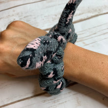 Load image into Gallery viewer, Pink/Grey Leopard Knit Large Scrunchie - SALE!