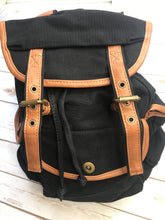 Load image into Gallery viewer, Black Canvas/Leather Backpack