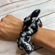 Load image into Gallery viewer, Large Black Leopard Knit Scrunchie - SALE!
