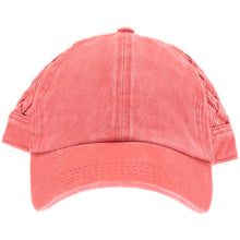Load image into Gallery viewer, Sale! Coral CC Basket Woven Criss-Cross High Pony Cap Hat