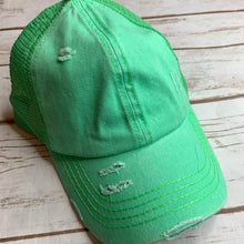 Load image into Gallery viewer, Sale! Mint Distressed High Pony Hat
