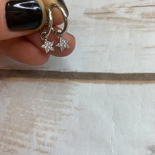 Load image into Gallery viewer, CZ Silver Star Hoops