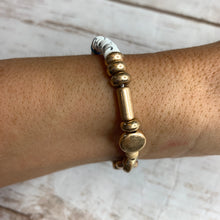 Load image into Gallery viewer, Sale! White Multi Gold Stretch Bracelet