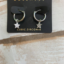 Load image into Gallery viewer, CZ Silver Star Hoops