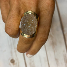 Load image into Gallery viewer, Sale! Gold Champagne Druzy Ring