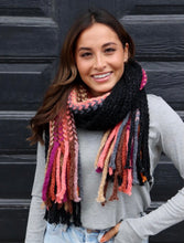 Load image into Gallery viewer, Black Multi Colored Scarf with Fringe - SALE!