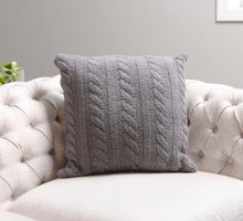 Load image into Gallery viewer, Cozy Braided Charcoal Cable Knit Pillow Cover (pillow not included) 18x18