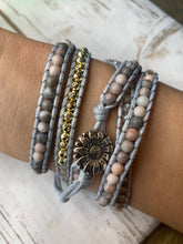 Load image into Gallery viewer, Sale! Grey/Pink Wrap Bracelet