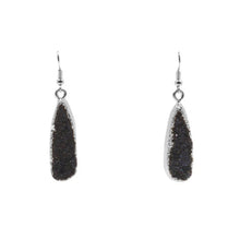 Load image into Gallery viewer, Kinsley Druzy Collection - Silver Raven Drop Earrings