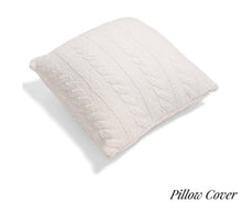 Load image into Gallery viewer, Cozy Braided Ivory Cable Knit Pillow Cover (pillow not included) 18x18