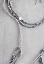 Load image into Gallery viewer, Sale! Crystal Bead Suede Blue/Grey Wrap Necklace