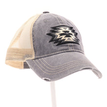 Load image into Gallery viewer, Sale! Grey CC Aztec Embroidered Patch Mesh High Pony - Distressed Cap Hat