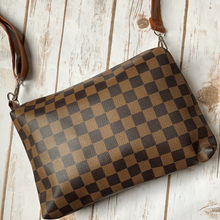Load image into Gallery viewer, Inspired Crossbody Purse. Brown Checkered.