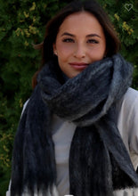 Load image into Gallery viewer, Black/Grey Fringe Scarf - SALE!