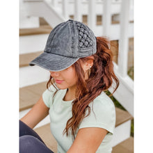 Load image into Gallery viewer, Grey CC Basket Woven Criss-Cross High Pony Cap Hat