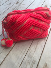Load image into Gallery viewer, Hot Coral Pom Makeup Bag