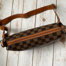 Load image into Gallery viewer, Inspired Crossbody Purse. Brown Checkered.