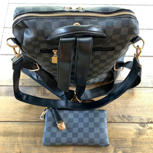Load image into Gallery viewer, SALE - Inspired Black Checkered Backpack with Matching Wallet