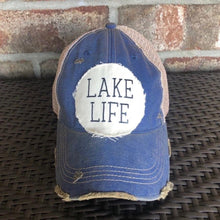 Load image into Gallery viewer, Sale! Lake Life - Blue Distressed Cap Hat