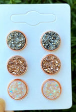 Load image into Gallery viewer, Gun Metal Glam Druzy Studs