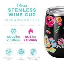 Load image into Gallery viewer, Fleur Noir SWIG 14oz Stemless Wine Cup