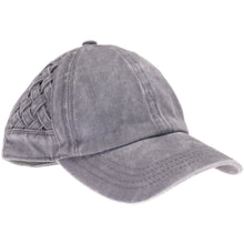 Load image into Gallery viewer, Grey CC Basket Woven Criss-Cross High Pony Cap Hat