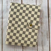 Load image into Gallery viewer, Inspired Cream Checkered Gold Ring Journal
