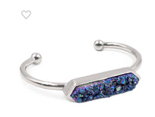Load image into Gallery viewer, Kinsley Silver Cosmic Quartz Druzy Bangle L/XL