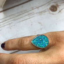 Load image into Gallery viewer, Blue Raspberry Silver Druzy Ring