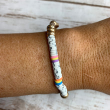 Load image into Gallery viewer, Sale! White Multi Gold Stretch Bracelet
