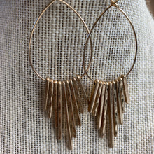 Load image into Gallery viewer, Worn Gold Multi Hammered Bar Drop Earrings