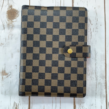 Load image into Gallery viewer, Inspired Brown Checkered Gold Ring Journal