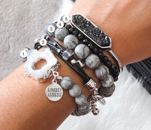 Load image into Gallery viewer, Kinsley Silver Raven Quartz Druzy Bangle S/M