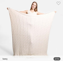 Load image into Gallery viewer, Sale! Cozy Braided Cable Knit Blanket Ivory - 60x50