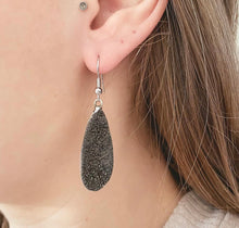 Load image into Gallery viewer, Kinsley Druzy Collection - Silver Raven Drop Earrings
