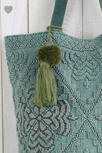Load image into Gallery viewer, Green Enzyme Washed Beaded Tote