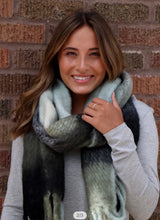 Load image into Gallery viewer, Olive/Black Fringe Scarf - SALE!