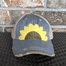 Load image into Gallery viewer, Sale! Blue Sunflower - Distressed Cap Hat