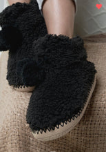Load image into Gallery viewer, Black Fuzzy Slippers - SALE!