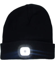 Load image into Gallery viewer, Black Rechargeable LED Light Beanie