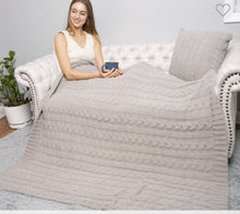 Load image into Gallery viewer, Sale! Cozy Braided Cable Knit Blanket Grey - 60x50
