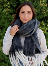 Load image into Gallery viewer, Black/Grey Fringe Scarf - SALE!