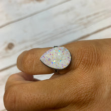 Load image into Gallery viewer, White Gunmetal Druzy Ring