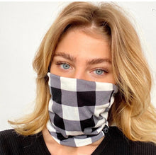Load image into Gallery viewer, Sale! WHITE BUFFALO PLAID Jersey Messy Bun Beanie - SALE!