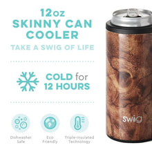 Load image into Gallery viewer, Sale! Black WALNUT SWIG Skinny Can Cooler
