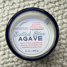 Load image into Gallery viewer, Sale! Candle Glass - Salted Blue Agave - 9 ounce bubble glass with blue rim