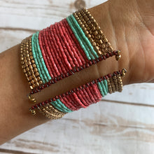 Load image into Gallery viewer, Sale! Mint/Coral Bead Cuff