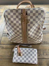 Load image into Gallery viewer, Inspired Cream Checkered Backpack with Matching Wallet