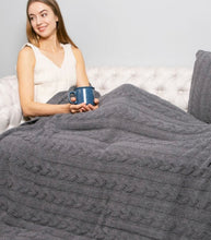 Load image into Gallery viewer, Cozy Braided Cable Knit Blanket Charcoal - 60x50